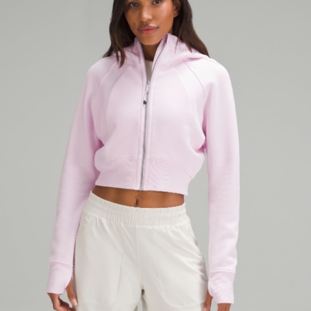 Lululemon pink cropped Scuba zip up hoodie